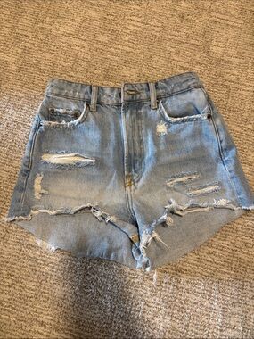 Zara Light Blue Distressed Denim Shorts